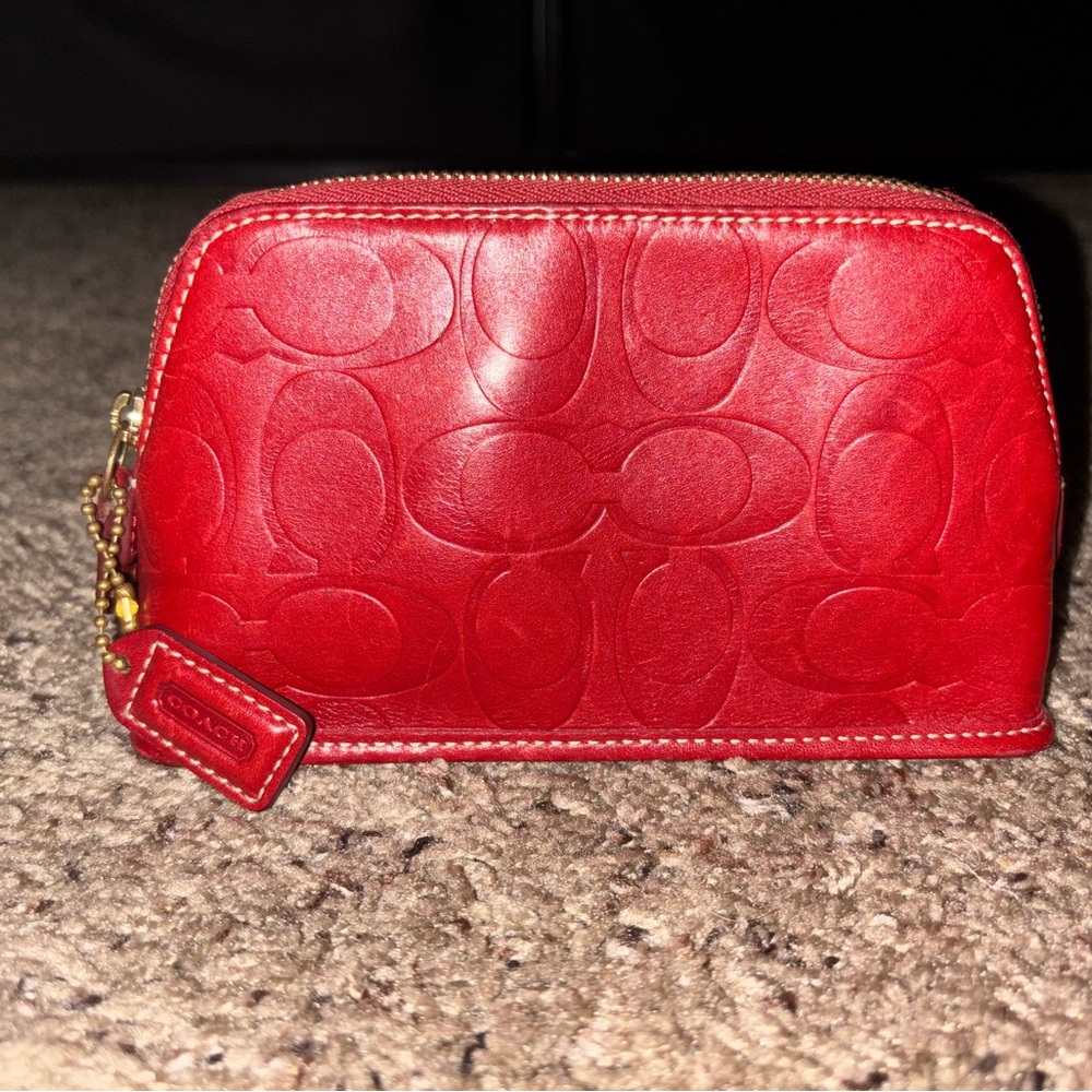 Coach Embossed Red Cosmetic Case